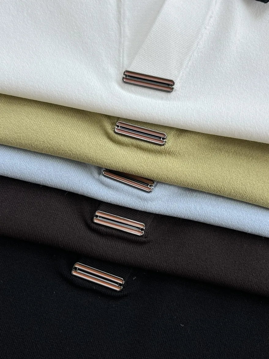  old money style 2026fashioneasiest for matchcontrast color ice-like pique lapel short-sleeved polo shirt