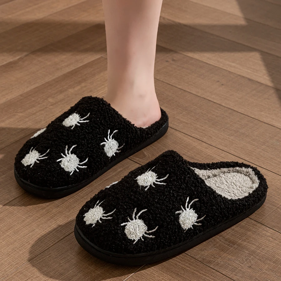 Halloween Cute Little Spider Women Winter Slippers Indoor Warm Comfortable Slipper Bedroom Anti-slip Concise Party Cotton Shoes