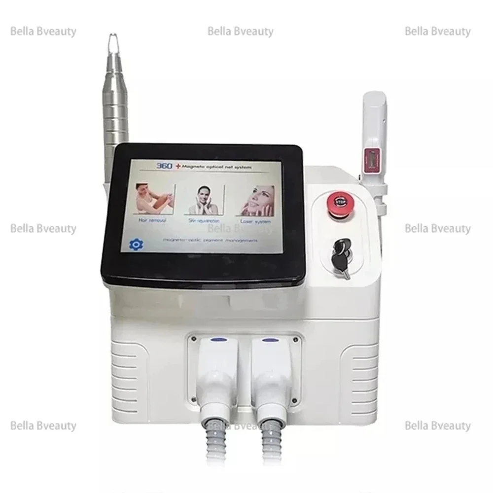 تصميم جديد 2024 2 في 1 Picolaser Q Switch Nd Yag Laser Carbon Peeling IPL OPT آلة إزالة الشعر