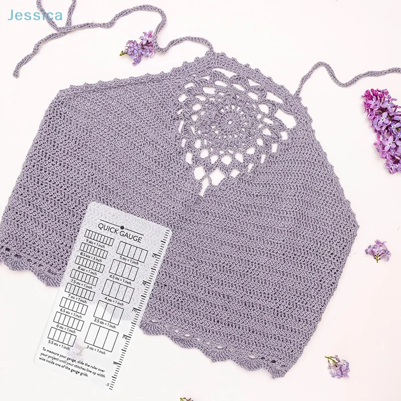 ♥ مسطرة قياس سريعة للتحقق من حجم غرزة المشاريع المتماسكة والكروشيه