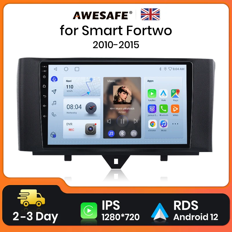 AWESAFE Wireless CarPlay Android Auto Radio For Benz Smart Fortwo 2010 2011 - 2015 GPS Navigation Stereo Car Intelligent Systems