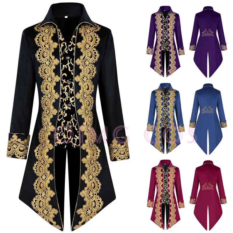 

Halloween Men's Medieval court lace tailcoat punk retro coat men's clothing