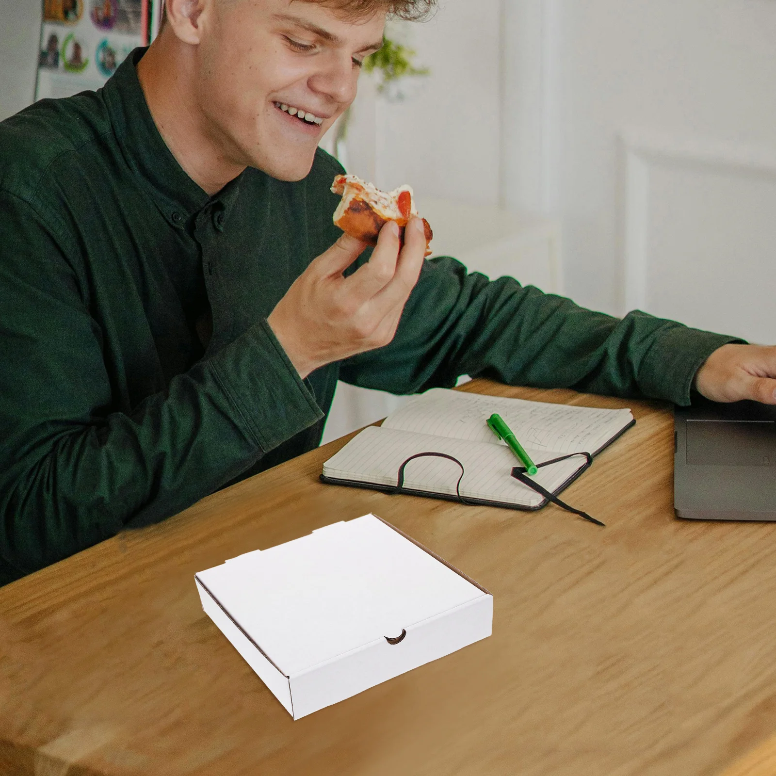 

30pcs Kraft Pizza Boxes 6 Inch White Corrugated Food Containers Grease Resistant Reusable For Takeout Storage Cake Cookie