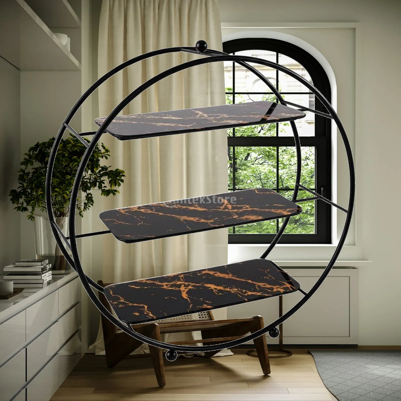 3-tier lacquered dessert stand, matte black, for festive tables