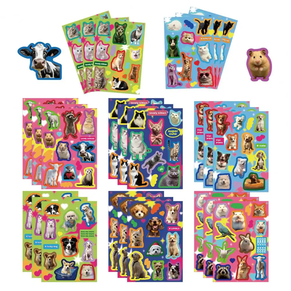 Animal-themed Decals 8 Sheets Stickers Cute Zoo Sea Dinosaur Waterproof Vinyl Decals Diy Game Puzzle Art Craft for Festival