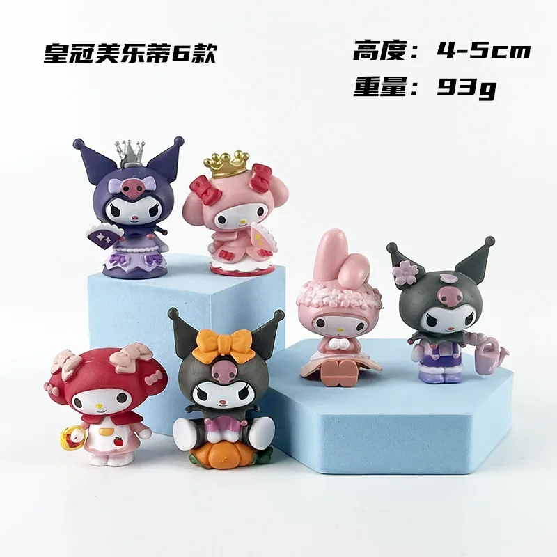 หุ่นฟิกเกอร์ตัวการ์ตูนจาก Sanrio Kuromi 6ชิ้นตุ๊กตาหุ่นตัวการ์ตูนและอีสปอร์ต kado ulang tahun เครื่องประดับตั้งโต๊ะห้อง