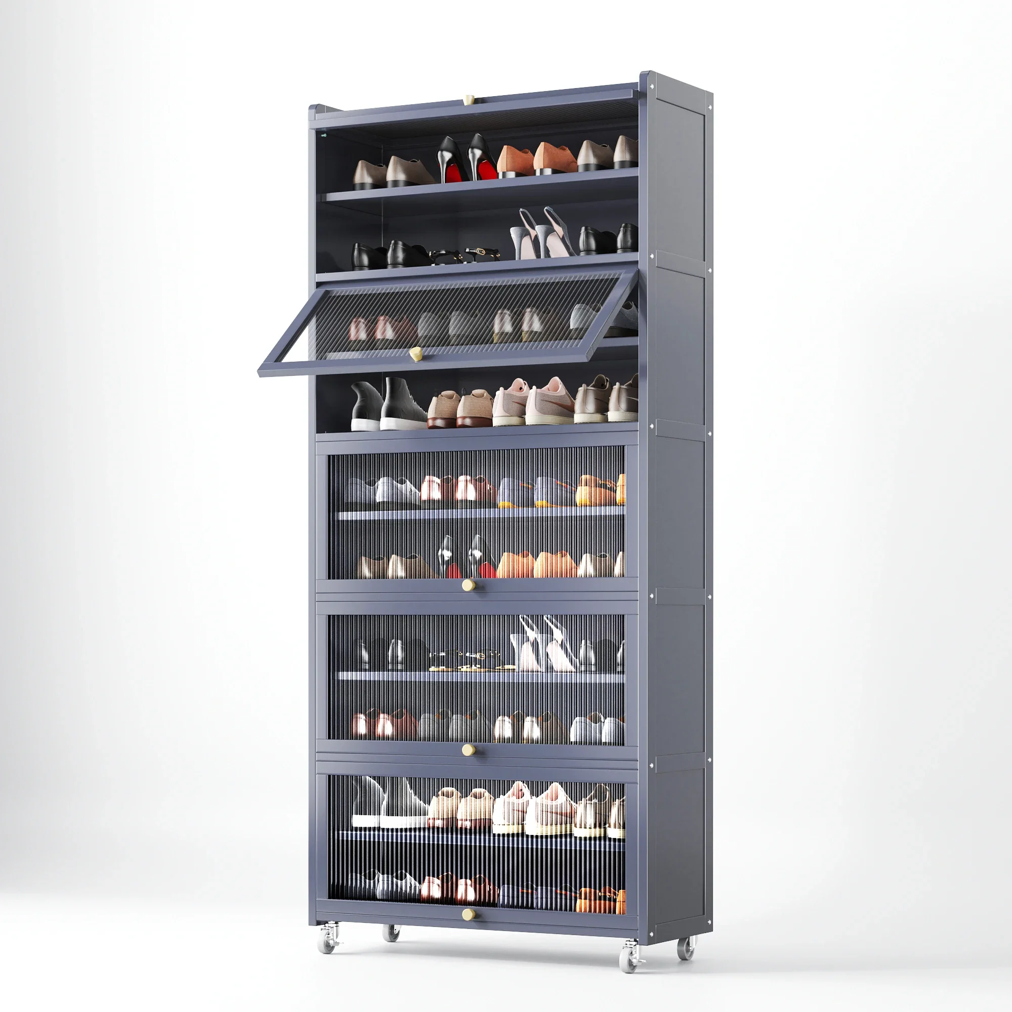 Modern Design Carbon Steel Shoe Rack Multi-Layer Steel Pipe Assembly with Dustproof MDF for Home Living Room Shoe Storage