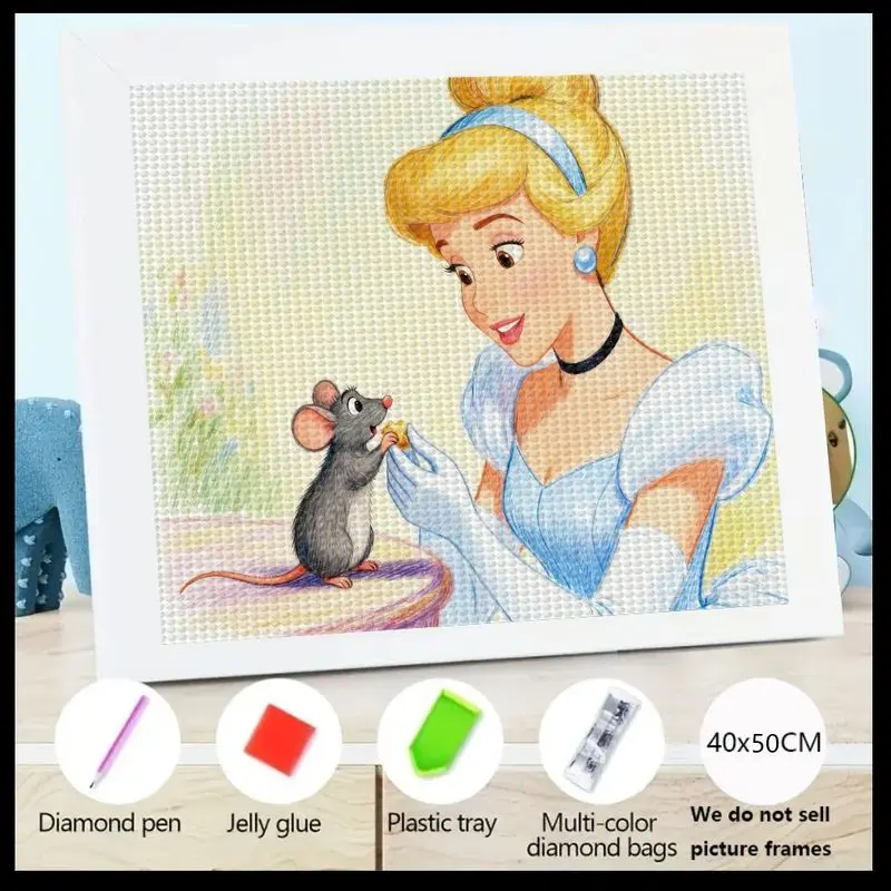 

1 шт. 5D комплект алмазной живописи, Золушка, принцесса и мышь, милый мультфильм, сказочное искусство, сделай сам, полная дрель, мозаика со стразами H