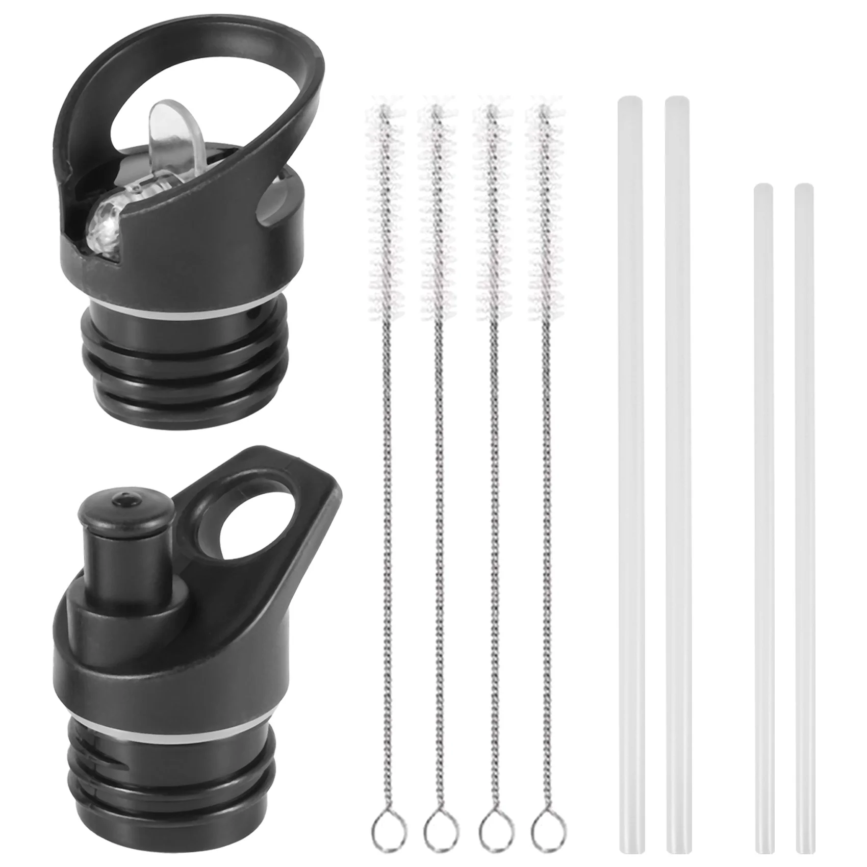 ABXY Sports Water Bottle Straw Lid, 12 Oz, 18 Oz, 21 Oz, 24 Oz Leak Proof Straw Cap, Flip Cap, 4 Straw,4 Cleaning Brushes view 2