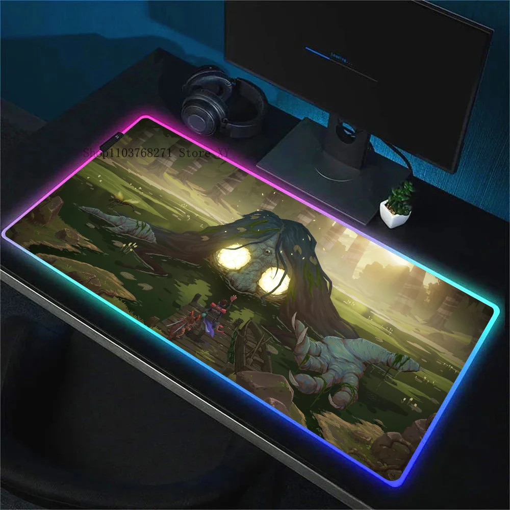 Swamp Monster Muismat XXL RGB Gaming Muismatten HD Zwart Gamer Accessoires Grote LED