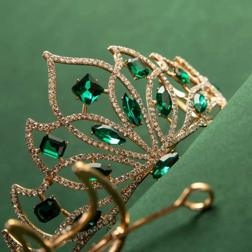 Простой лепесток, европейский роскошный горный хрусталь, корона невесты, головной убор из сплава с бриллиантами, кольцо для волос в стиле принцессы, аксессуары для волос ph