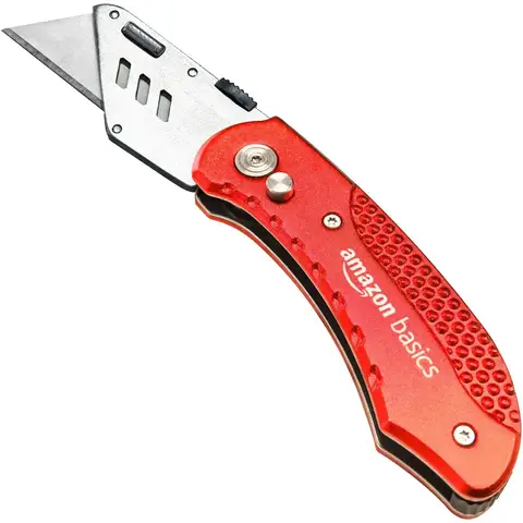Folding Utility Knife Box Cutter with Back-lock, Lightweight Aluminum Handle for Cutting Boxes, Rope, Carpet