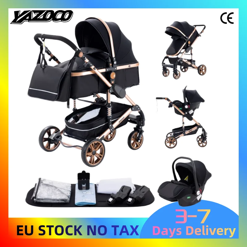 Système de voyage pour bébé 3-en-1 - Poussette pliable légère et landau, poussette portable avec cad