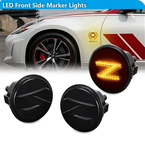 Imagen 1 del producto Para Nissan 350Z Z33 2003-2009 y 370Z Z34 2009-2020 luces LED secuenciales para guardabarros delantero indicador lateral luces de señal de giro luces de estacionamiento
