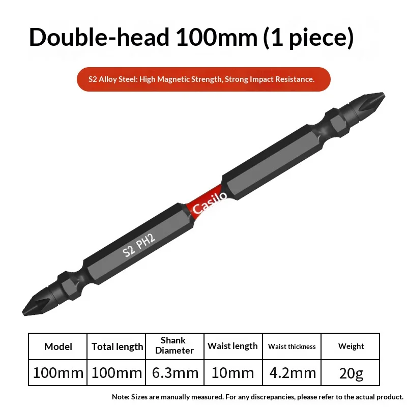 65/100MM PH2-PH2 Bit Standard Type S2 Alloy Steel With Designed for High-torque Impact Double-ended Power Fengbao Applications