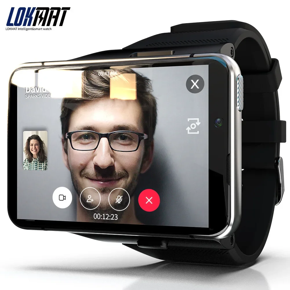 LOKMAT MAX APPLLP 4G WiFi Smart Watch Men Dual Camera Video Calls Android Phone SIM Card Heart Rate 4G+64G Smartwatch