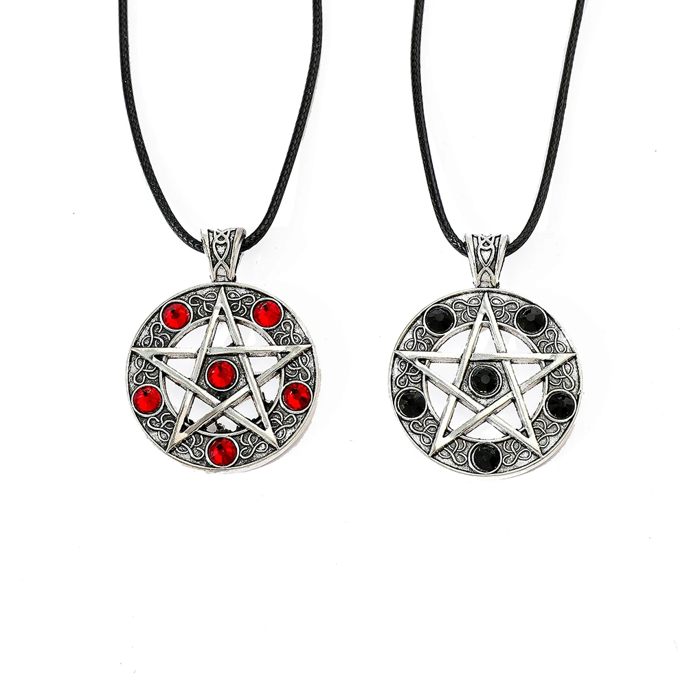 Vintage Gothic Supernatural Necklace - Pentagram Pentacle Five-Pointed Star Pendant on Rope Chain for Wholesale