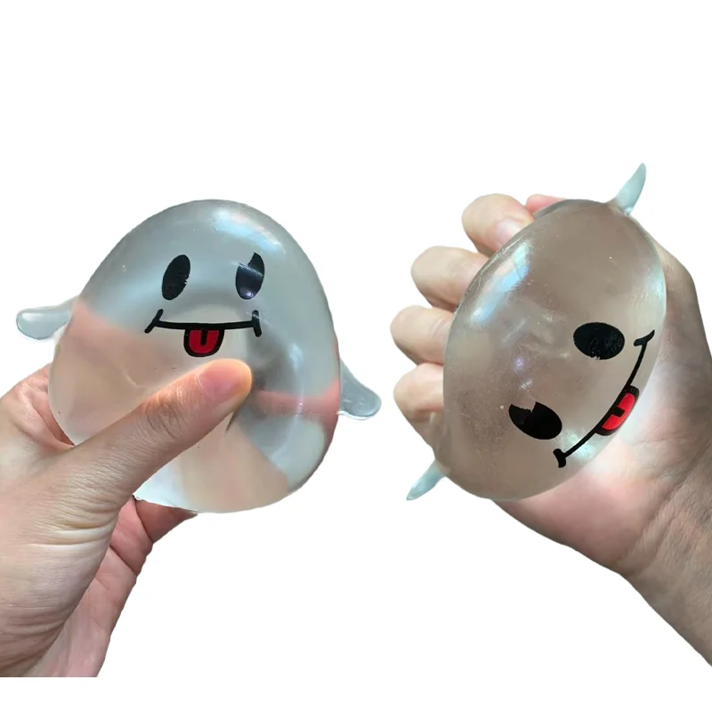 Halloween Gifts 1pcs Soft Squeeze Toy Halloween Fidget Toy Ghost Decompress Squeeze Stress Ball Creative Prank Toy for Adults 