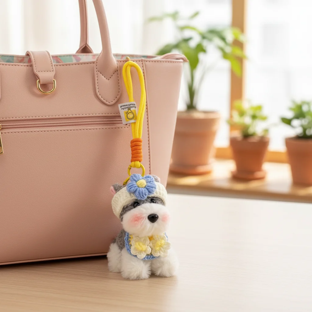 Gift Schnauzer sleutelhanger pluizig schattig tas hanger cartoon puppy sleutelhanger jongen pluche sleutelhanger pluche pop tas accessoires