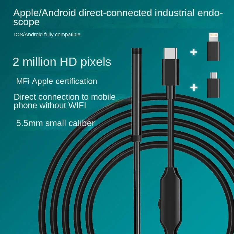 500W HD Camera Endoscope for Android & iPhone | Waterproof, Direct Connect, Industrial Grade, 3-in-1 Inspection Tool (Model: 500