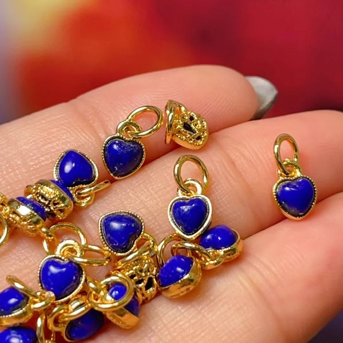 

5pcs 5x7mm Heart-Shaped Natural Lapis Lazuli Pendant Semi-finished Charms for Jewelry Making DIY Necklaces Earrings Accessories