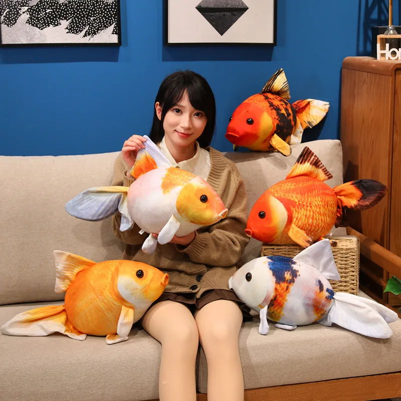 

50 см реалистичная рыбка плюшевая мягкая игрушка Золотая рыбка большая голова мягкая подушка для детей подарок милое плюшевое животное