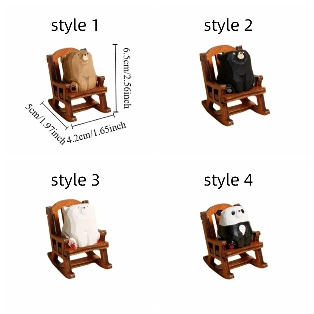 Cute Mini Wooden Bear Miniature Hand Carved Bear Figurines Polar Bear Crafts Ornaments Tabel Decorate Kids Gifts Photo Props