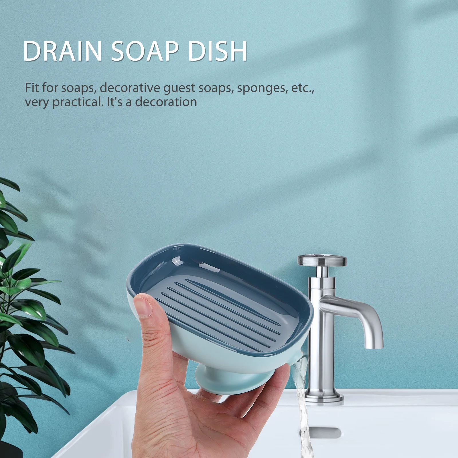

2Pcs Suction Cup Soap Dish Wall Mount Soap Rack Drainable Holder Kitchen Bathroom House Draining Dish Rack