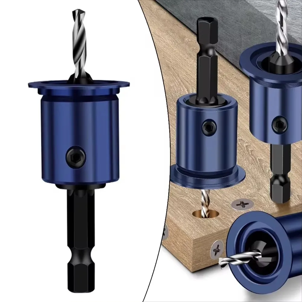1Pc Woodworking Countersink Drill Bit With Adjustable Core Limiter Hole Opener Router Bit Counter Sunk Carpenters Tool