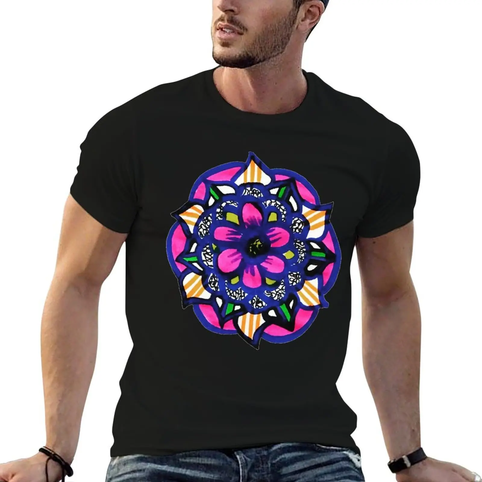 

T-Shirt t flower shirt cotton custom mandala 100% print tshirt