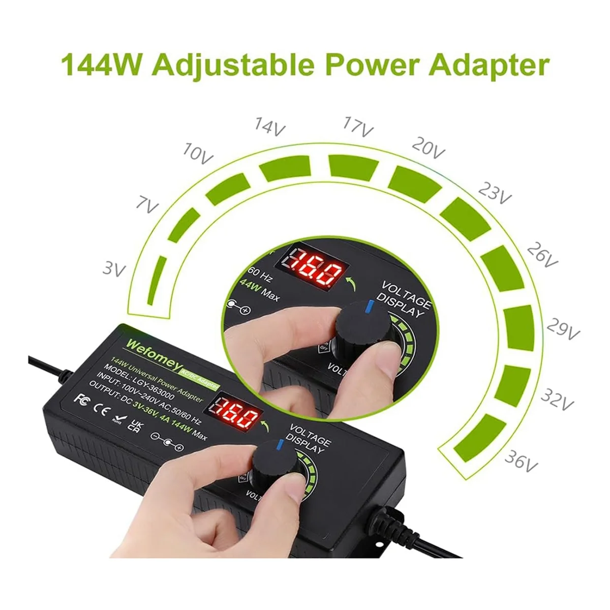 3-36V 4A 144W Universal Power Supply 3V 5V 6V 9V 12V 15V 18V 20V 24V 30V 36V Adjustable Variable Switching AC/DC EU Plug