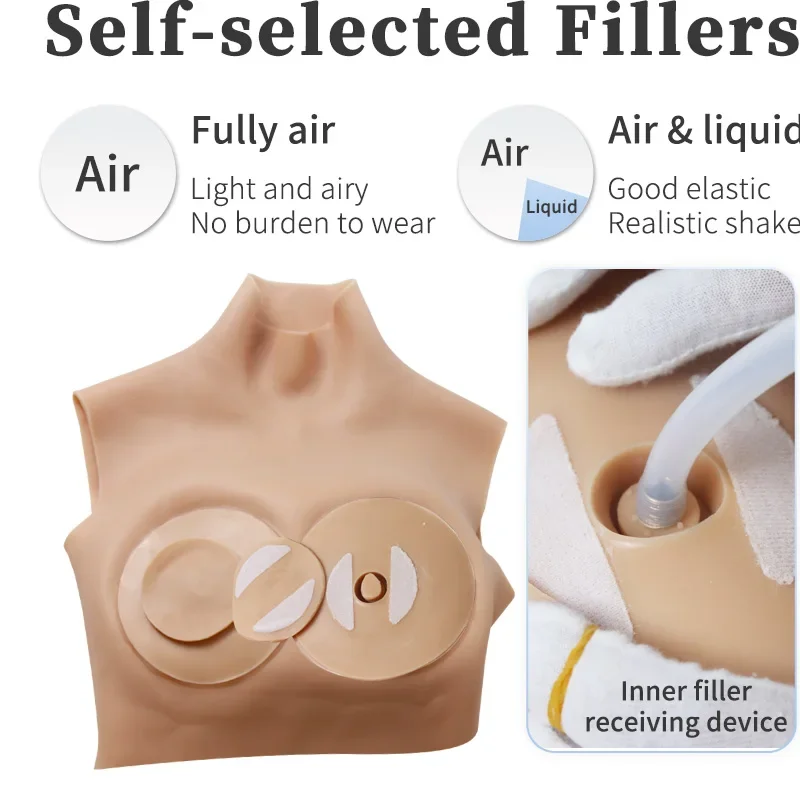 Inflatable Huge ZZ/ZZZ Cup Silicone Fake Boobs DIY Male To Female Breast Form Fill Air Water Cosplay Crossdressing Customized