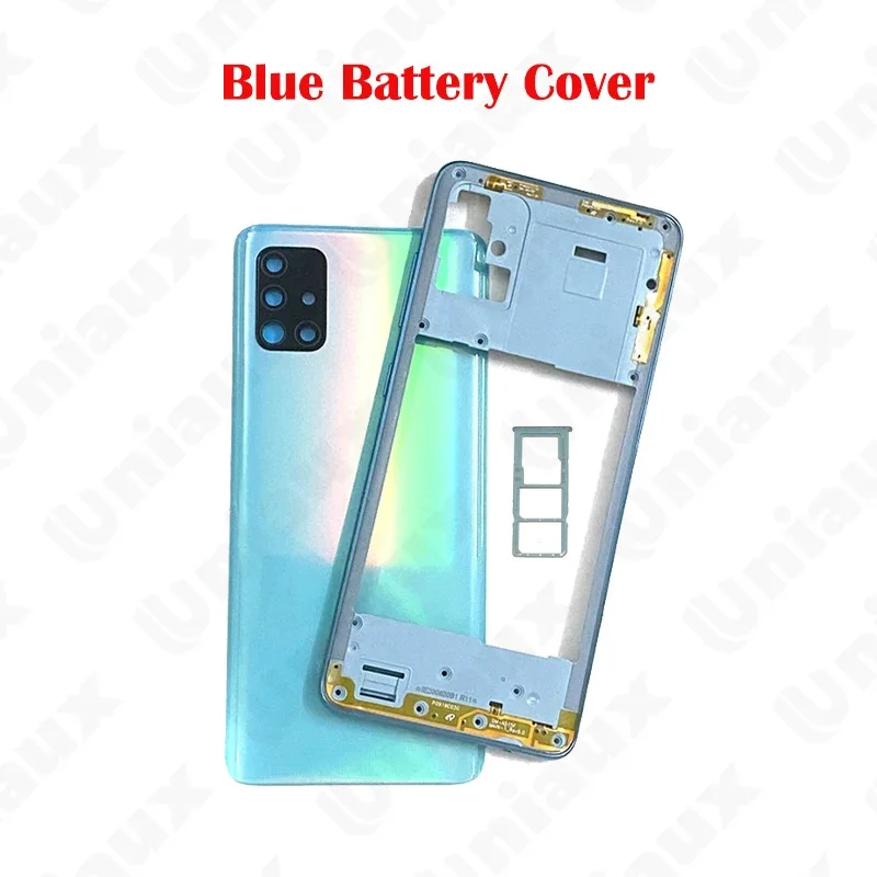 For Samsung Galaxy A51 A515 A515F A515FN Battery Back Cover A51 Plastic Housing Case Middle Frame Chassis Volume Side Key