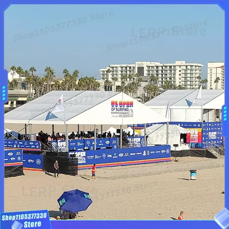 An elegantly designed fireproof outdoor banquet tent, suitable for use in sports exhibitions