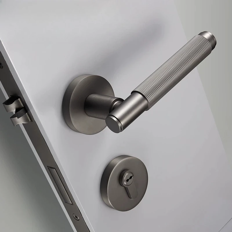 All Copper Quiet Double Opening Inner Lock Split Style High Beauty Gray Gold Finish Durable Bedroom Privacy Latch Extra Strong