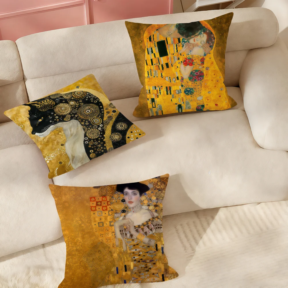 The Kiss G-Gustav K-Klimt Kissenbezug, geeignet für Schlafzimmer, Wohnzimmer, Autos, Heimdekoration