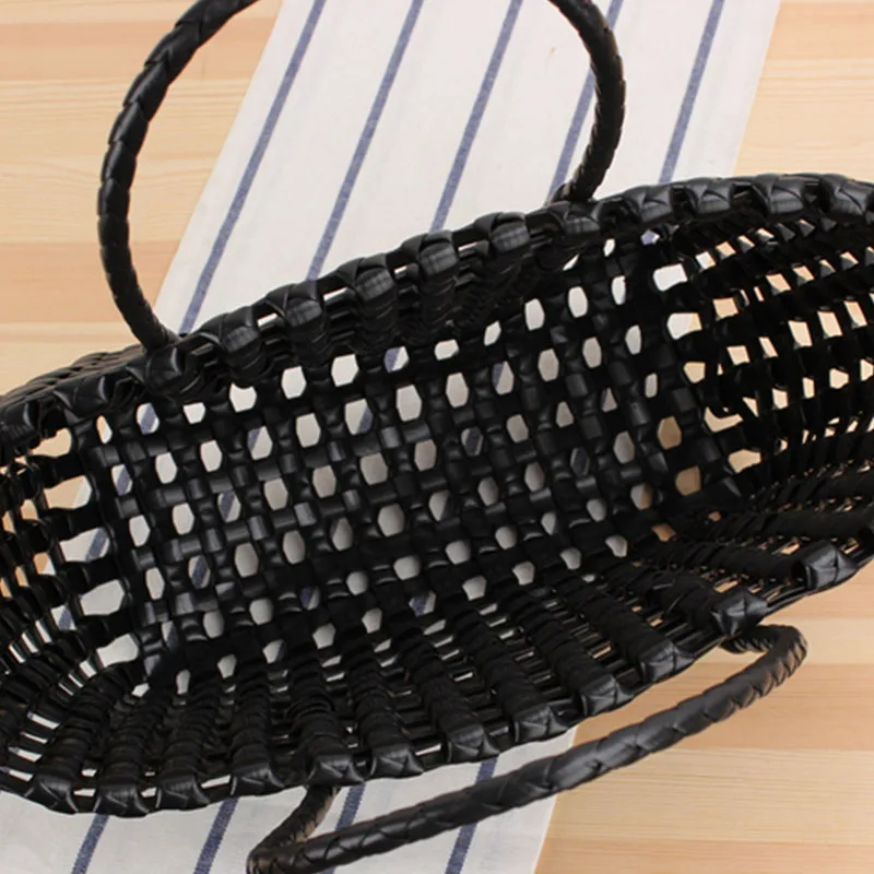 Pvc Woven Bag Woman Colorful Handbag Tote Large Capacity Summer Beach Bags Plastic Weave Food Basket Female Shopping Bag