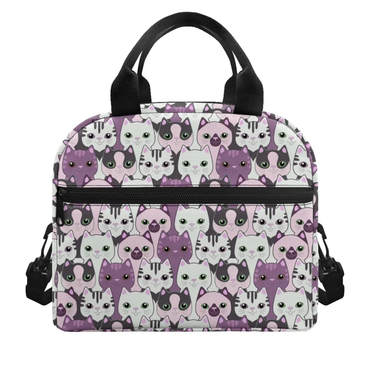 

New Fashion Cute Cartoon Cat Pattern Design Thermal Lunchboxes Ladies Handy Practical Lunch Box for Food Multi Pocket Isotherme