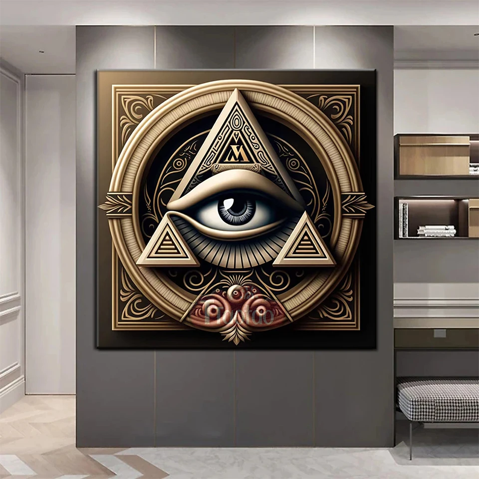 New Arrival Abstract Art 5D DIY Diamond Painting Cross Stitch Triangle Panoramic Eyes Full Rhinestone Mosaic Embroidery Mural