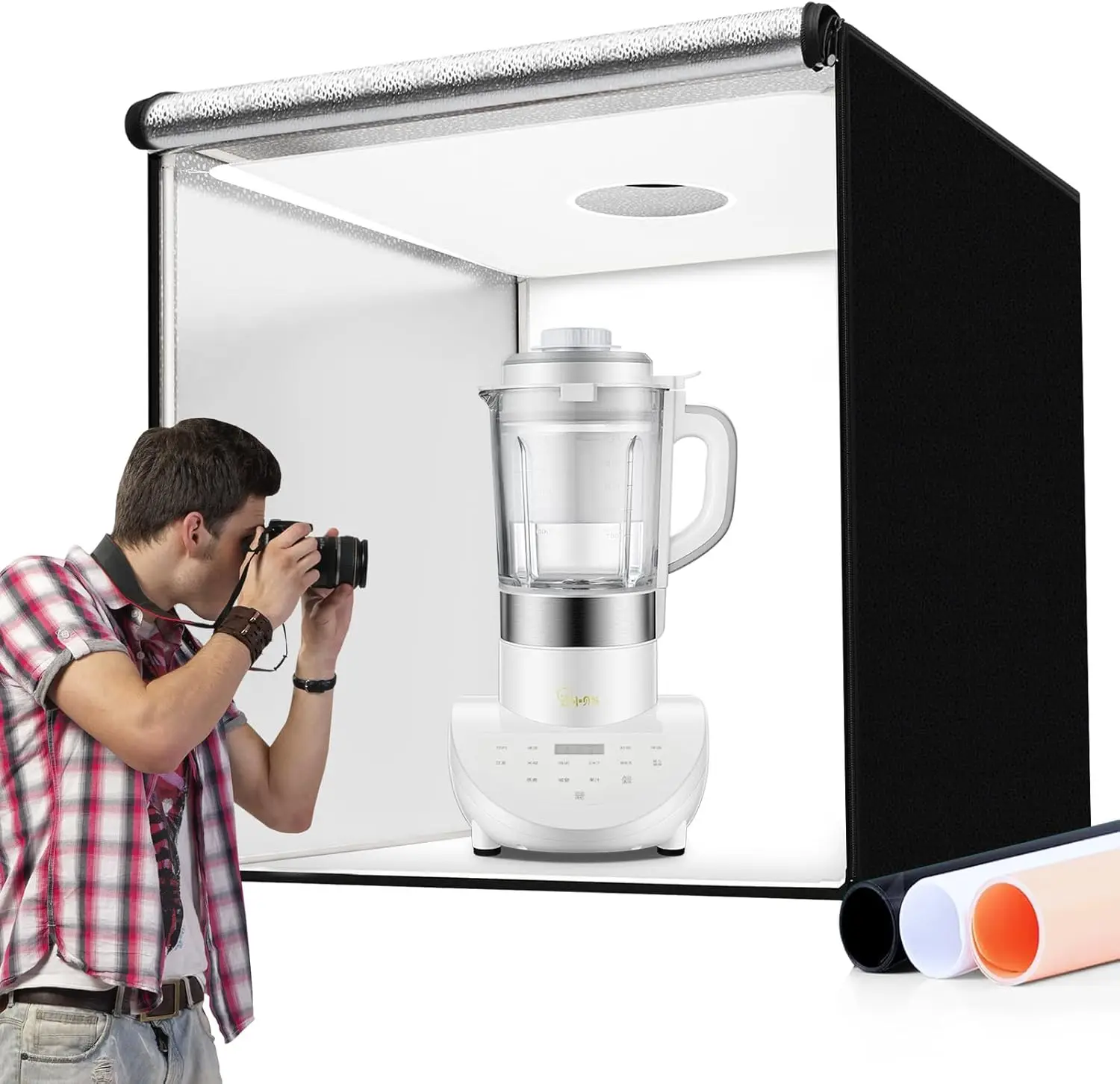 

40x40 Inch Photo Studio Light Box with 405 LED, Stepless Dimming & Soft Light Cloth for Professional Photography