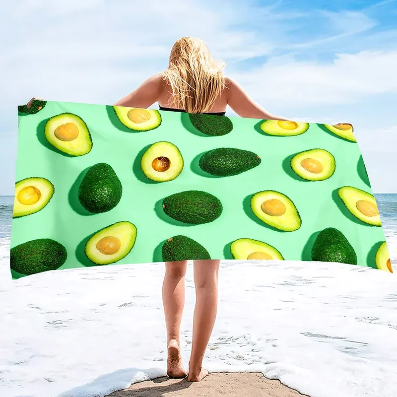 Avocado Badhanddoeken Schattig Fruit Vlinder Strandlaken Reizen Spa Sporthanddoeken Microfiber Douche Snel Droog Zwemhoes Yoga Mat