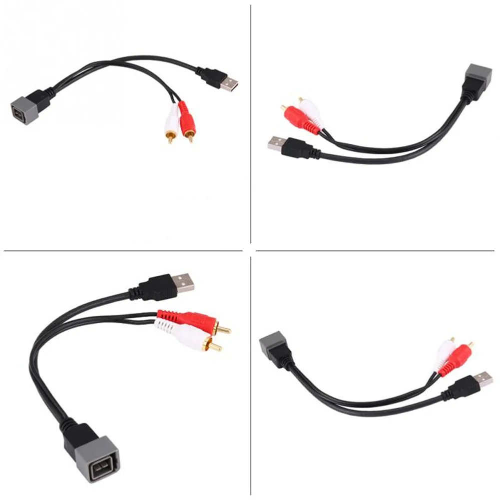 Car Radio USB Adapter Audio Cable USB Port Input Retention Cable 8-pin USB Port RCA Plug Aux Cable for Nissan Cube/ Juke/ Versa