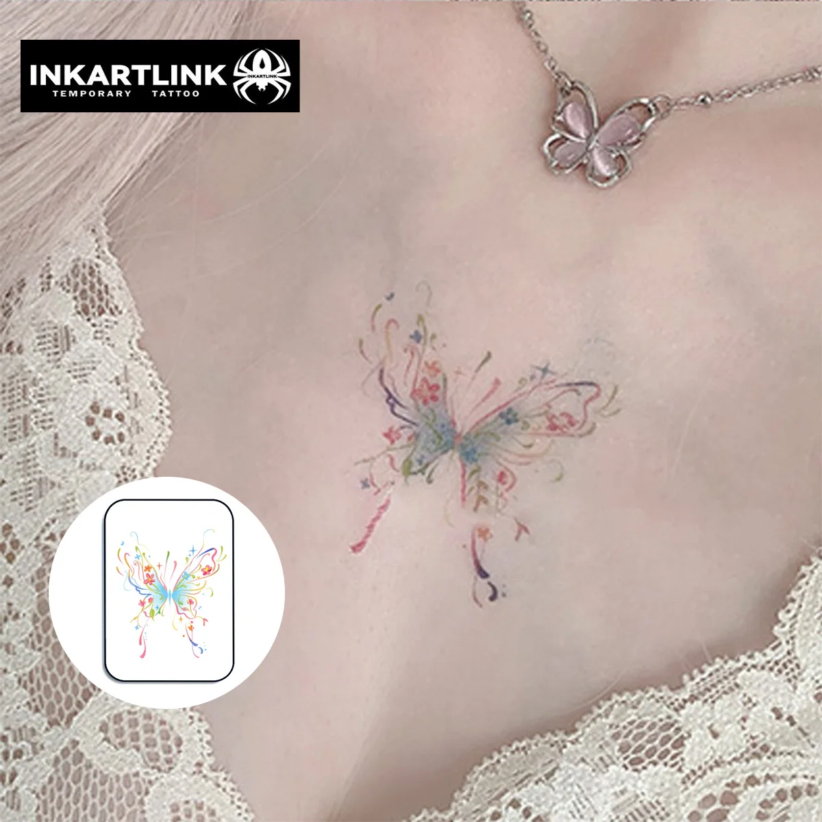 INKARTLINK Temporary Tattoo Stickers Waterproof Color Printing Art Design Butterfly Temporary Tattoo Party Supplies DIY Stickers