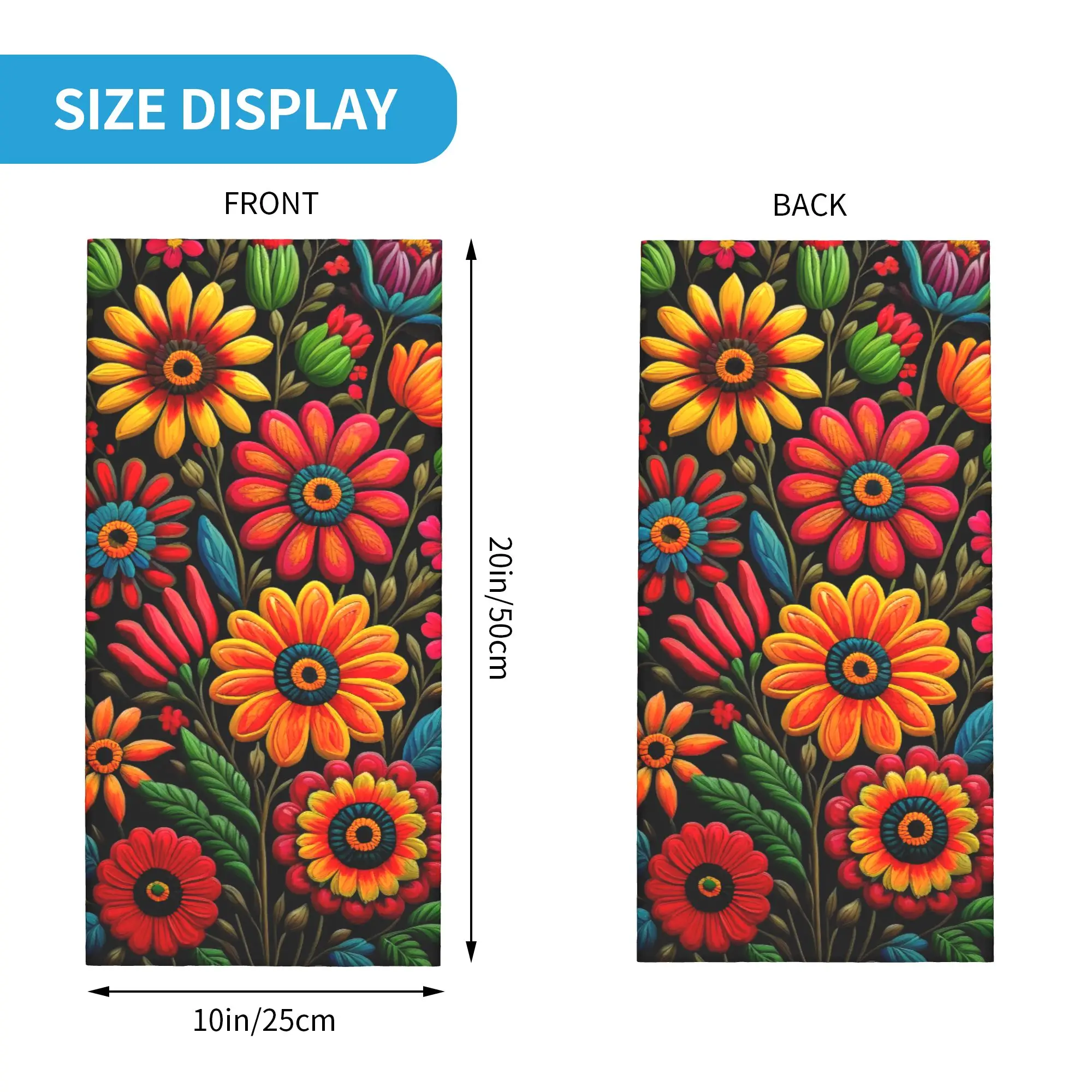 Colourful Floral Mexican Flowers Bandana Neck Gaiter UV Protection Face Scarf Cover Women Men  Headband Tube Balaclava