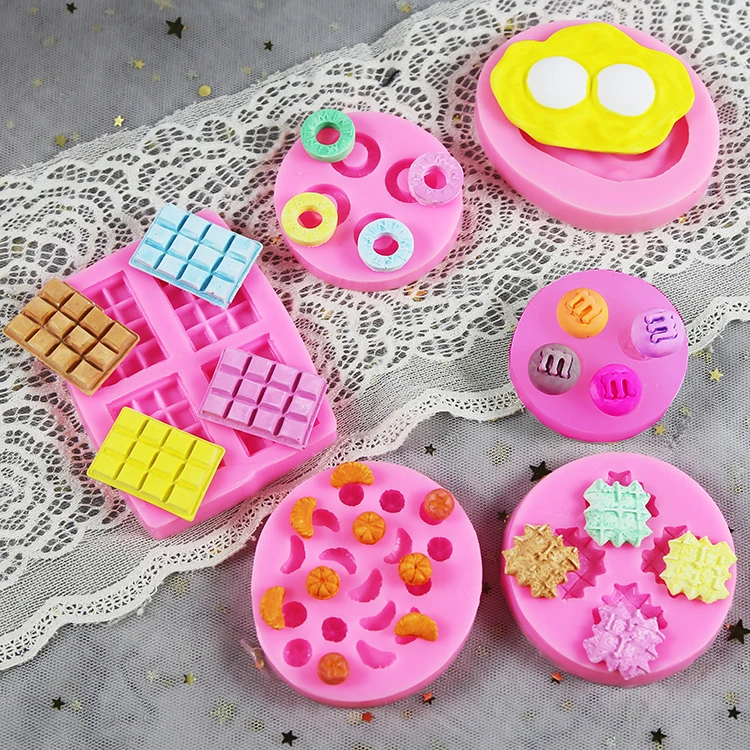 Double Yolk Egg Whistle Sugar Waffle m-bean Mini Orange Biscuit cake decoration mold mini food play silicone mold