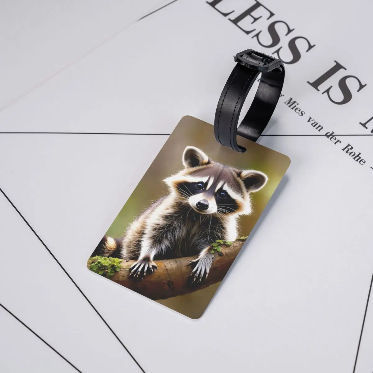 Custom Funny Raccoon Luggage Tag With Name Card Privacy Cover ID Label for Travel Bag Suitcase