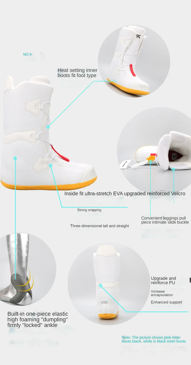 Chaussures de snowboard chaudes pour adultes, chaussures de ski à usure rapide, équipement de ski anti-ski, modèles de structure en fil BOA, hommes