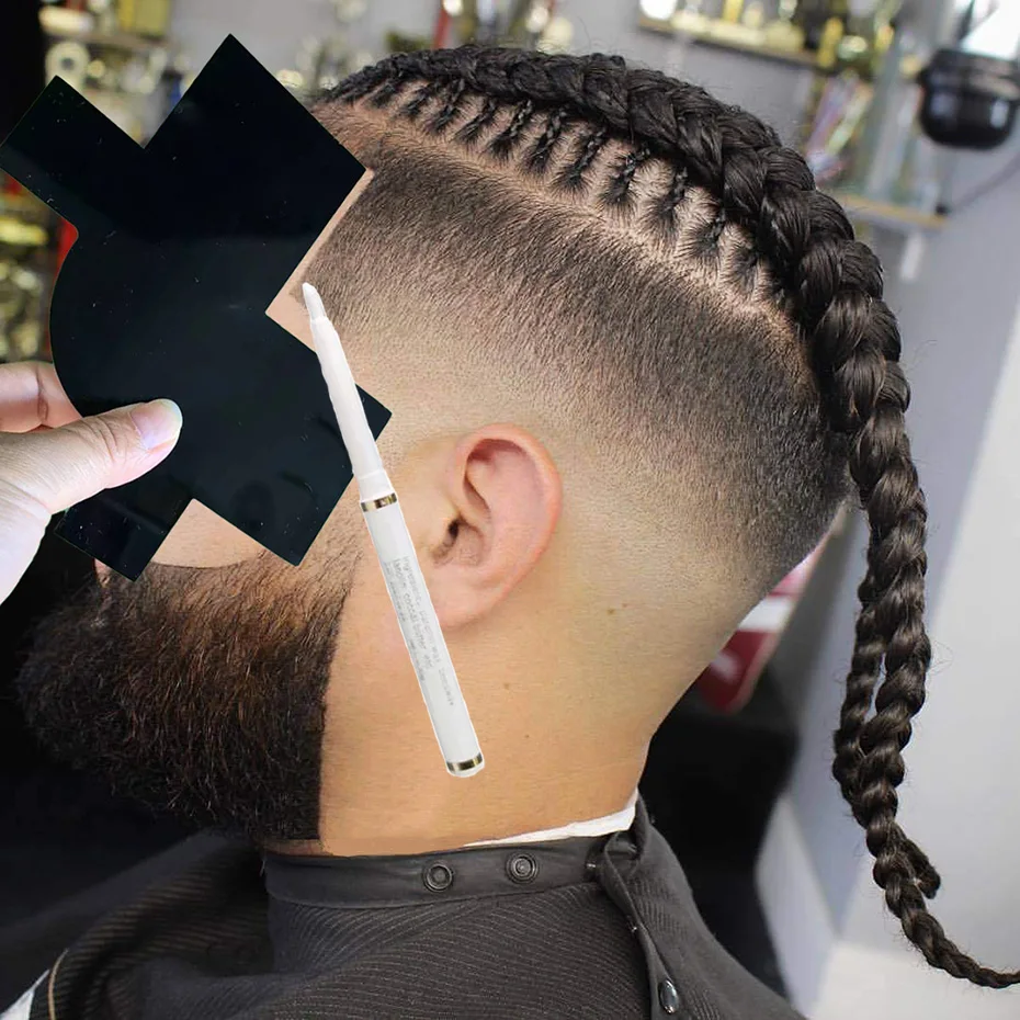 Haarlijn Verbetering Kaart Baard Potlood Set Baard Line-Up Vormgeving Tool Line-Up Gids Perfect Voor Styling Rand Vorm Up Tool