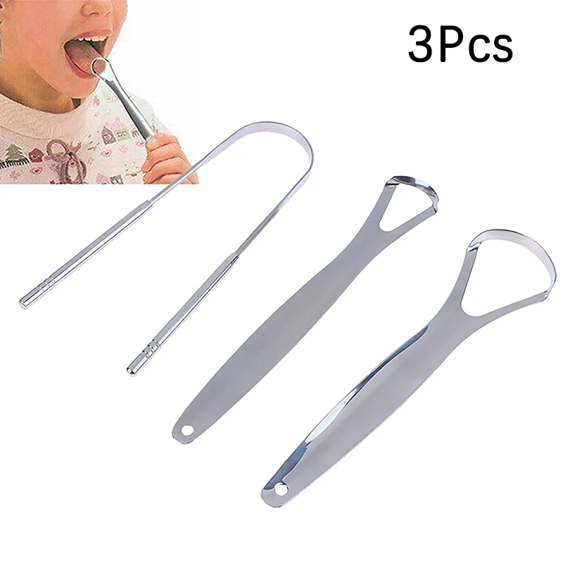 Raspador de lengua de acero inoxidable, limpiador de Metal plateado, respetuoso con el medio ambiente, cuidado bucal, herramienta fresca, cepillo de respiración reutilizable, 2 piezas