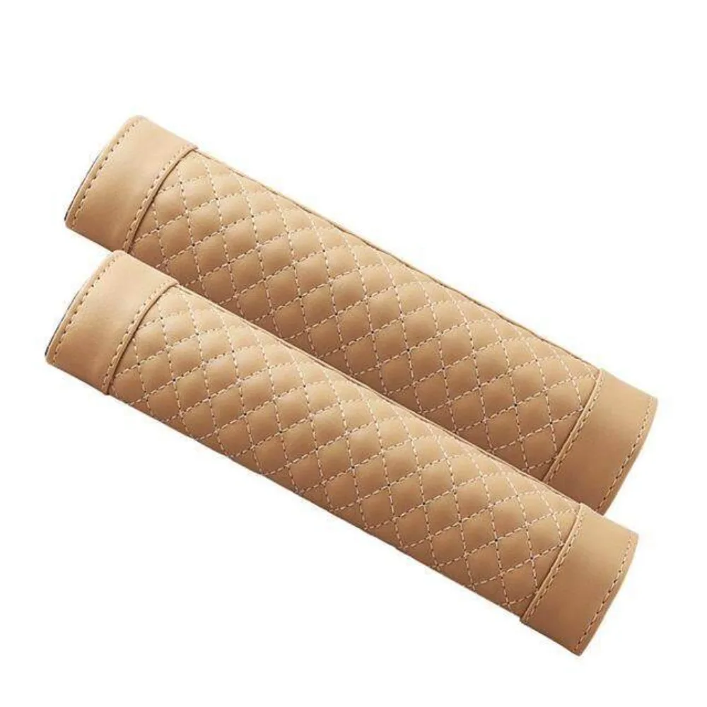 2PCS PU Leather Safety Belt Shoulder Cover Black Beige Grey Brown Breathable Padding Car Shoulder Pads Universal
